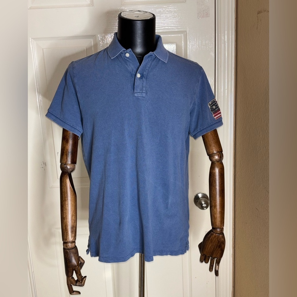 Denim & Supply Ralph Lauren Polo Shirt Mens Large Blue American Flag Patriotic‌